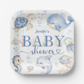 Unterhalb des Sea Baby Shower Boy Blue Ocean Pappteller (Vorderseite)