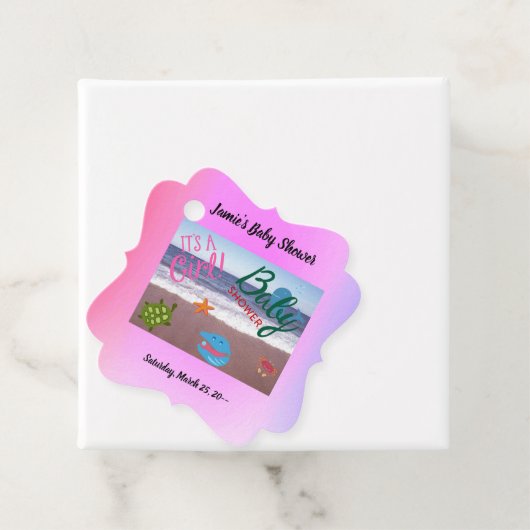 Unterhalb des Sea Girl Baby Dusche Rosa Hintergrun Geschenkanhänger (Beispiel)