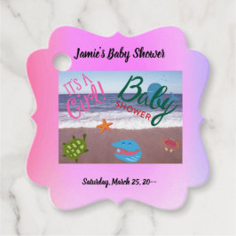 Unterhalb des Sea Girl Baby Dusche Rosa Hintergrun Geschenkanhänger