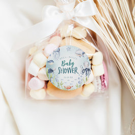 Unterhalb des Sea Ocean Baby Shower Square Aufkleb Quadratischer Aufkleber