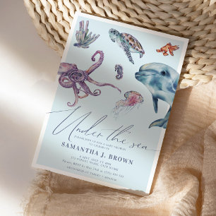Unterhalb des Sea Watercolor Ocean Baby Shower Einladung