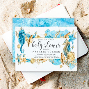 Unterhalb des Seepferd Babydusche Einladung