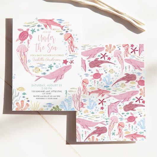 Unterhalb des Whale-Girl-Babydusche Einladung