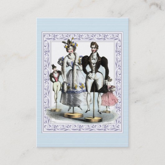 Unterhaltende Vintage französische Mode-Familie Visitenkarte (Vorderseite)