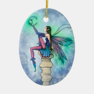 Unterhaltung mit der Mondfee Fantasy-Kunst Keramik Ornament