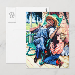 Unterhaltung mit Papa Vintage-Kunst Postkarte