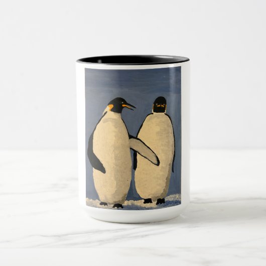 Unterhaltung mit zwei erwachsene Kaiser-Pinguinen Tasse (Zentrum)