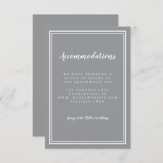 Unterkunft Einfach Gray Moderne Hochzeitsgäste Begleitkarte (Vorne/Hinten)