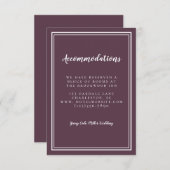 Unterkunft Einfache Cassis Lila Hochzeit Begleitkarte (Vorne/Hinten)