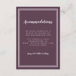 Unterkunft Einfache Cassis Lila Hochzeit Begleitkarte