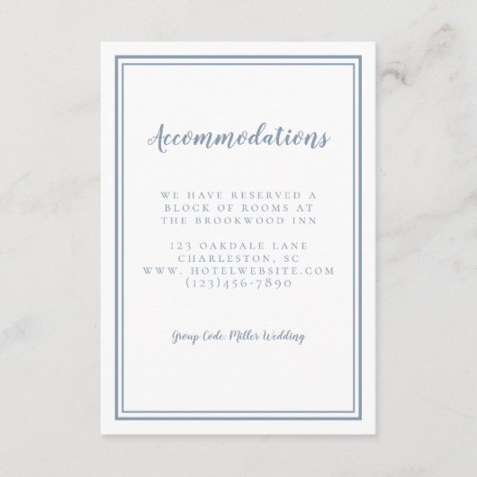 Unterkunft Einfache, dunkelblaue Details Hochzeit Begleitkarte (Vorderseite)