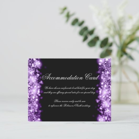 Unterkunft funkelnde Lichter Lila Postkarte (Stehend Vorderseite)