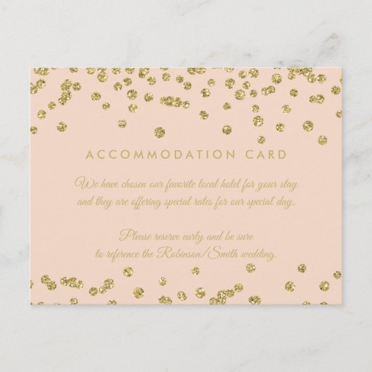 Unterkunft Gold Imitats Glitzer Confetti Blush Postkarte (Vorderseite)
