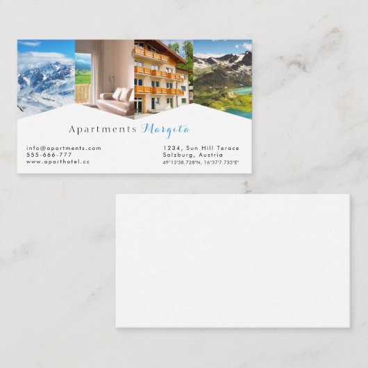 Unterkunft, Hotel & Resort Business Card Begleitkarte (Vorne/Hinten)