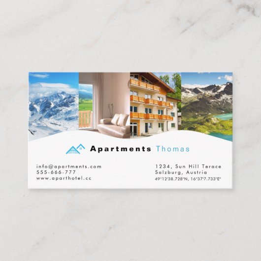 Unterkunft, Hotel & Resort Business Card Begleitkarte (Vorderseite)