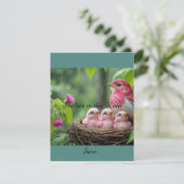 Unterkunft im Regen - Ein Grosbeak der Rose RSVP Karte (Stehend Vorderseite)