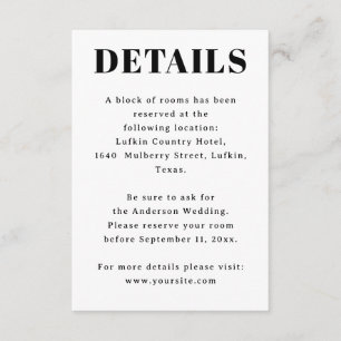 Unterkunft zur Hochzeit. Hotel-Details und Informa Begleitkarte
