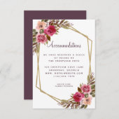 Unterkünfte Blumengoldverheiratung Lila Begleitkarte (Vorne/Hinten)