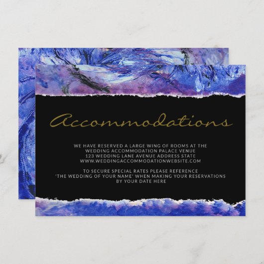 Unterkünfte in Black Wedding Art Begleitkarte (Vorne/Hinten)