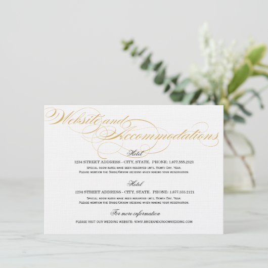 Unterkunftskarte - Gold und Schwarz Begleitkarte (Stehend Vorderseite)