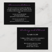 Unterkunftskarten für lila und schwarze Empfang Begleitkarte (Vorne/Hinten)