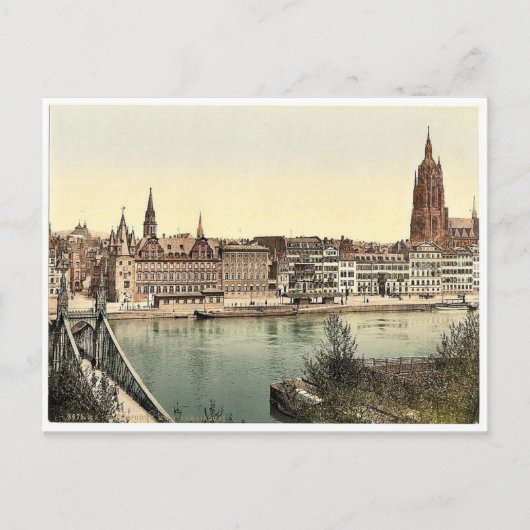 Untermainquai, Saalhof und Kathedrale, Frankfort Postkarte (Vorderseite)