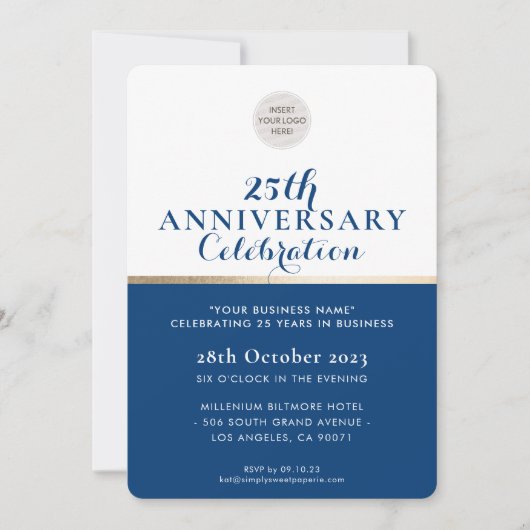 UNTERNEHMEN ANNIVERSARY elegantes Business Blue Go Einladung (Vorderseite)