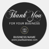 Unternehmen DANK IHNEN White Black Add LOGO Runder Aufkleber (Vorderseite)