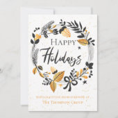 Unternehmen | Gelber Schwarzer Kranz | Happy Holid Mitteilungskarte (Vorderseite)