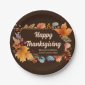 Unternehmen glücklich Thanksgiving Blätter Brown P Pappteller (Vorderseite)