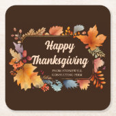 Unternehmen glücklich Thanksgiving Blätter Brown P Rechteckiger Pappuntersetzer (Vorderseite)
