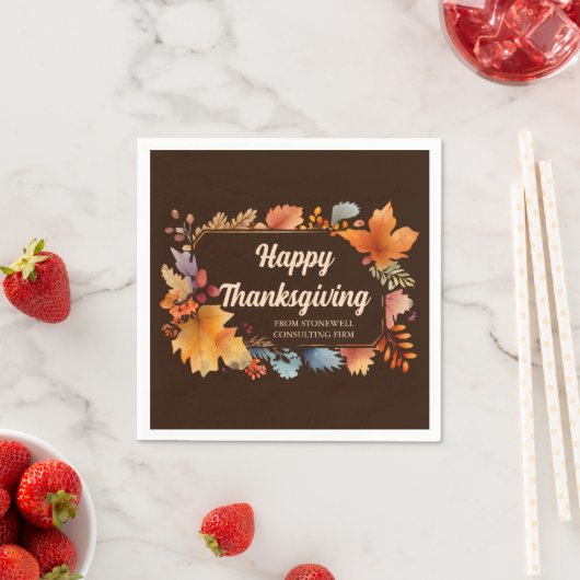 Unternehmen glücklich Thanksgiving Blätter Brown P Serviette (Beispiel)