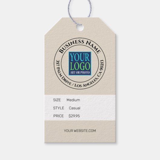 Unternehmen, Logo-Adresse, Schwarzer Text, Tan Pri Geschenkanhänger (Vorderseite)