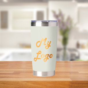 Unternehmen mit grünem Logo für den Verkauf Thermobecher