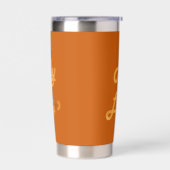 Unternehmen mit orangefarbenem Logo Thermobecher (Links)
