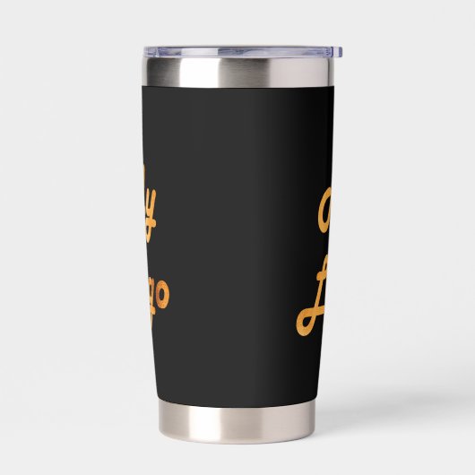 Unternehmen mit schwarzem Logo Thermobecher (Links)