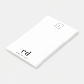 Unternehmen mit weißem Logo und schwarzem Monogram Post-it Klebezettel (angewinkelt)