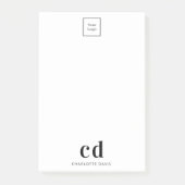 Unternehmen mit weißem Logo und schwarzem Monogram Post-it Klebezettel (Vorderseite)