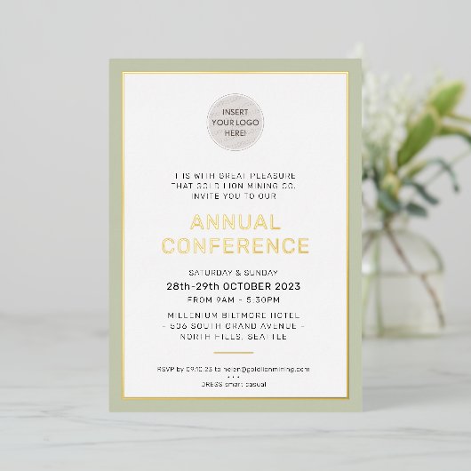 UNTERNEHMEN Modernes Ereignis - einfach grün Folieneinladung (Stehend vorne)