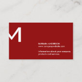 Unternehmen | Monogramm Split (tiefrot) Visitenkarte (Rückseite)