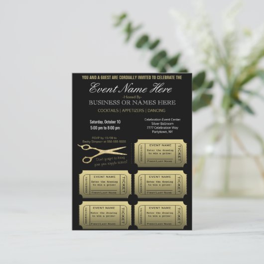 Unternehmen oder Unternehmen mit/ohne Raffeln Einladungspostkarte (Stehend Vorderseite)