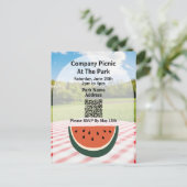 Unternehmen Picnic Park QR Code Watermelon Einladungspostkarte (Stehend Vorderseite)