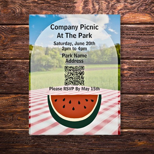 Unternehmen Picnic Park QR Code Watermelon Einladungspostkarte