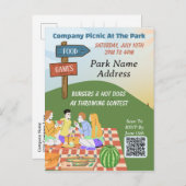 Unternehmen Picnic Summer QR Code Food Games Postk Einladungspostkarte (Vorne/Hinten)