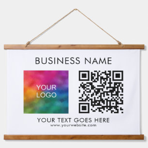 Unternehmen QR-Code-Logo-Kunden Wandteppich Mit Holzrahmen