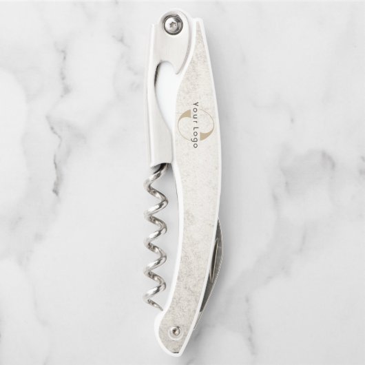 Unternehmen Schwarz-weiße Weinflasche Kellnermesser (Vorderseite)