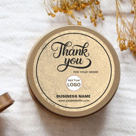 Unternehmen Vielen Dank Gold Black | LOGO hinzufüg Runder Aufkleber