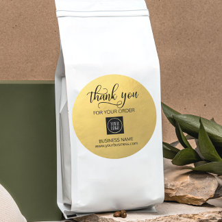 Unternehmen Vielen Dank Gold Black | LOGO hinzufüg Runder Aufkleber