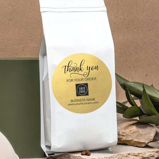 Unternehmen Vielen Dank Gold Black | LOGO hinzufüg Runder Aufkleber