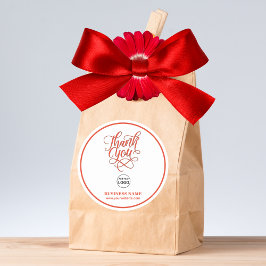 Unternehmen Vielen Dank Red | LOGO hinzufügen Runder Aufkleber